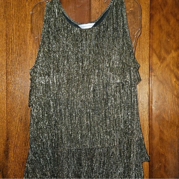 Christopher & Banks • Black Gold Metallic Tiered Tank • XL • Party Evening Chic - Picture 3 of 7